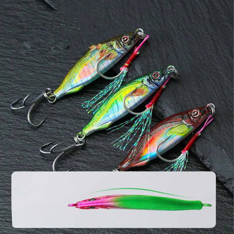 Señuelo de pesca, plantillas temblorosas, 10g, 15g, 20g, Jigbait, impresión 3D, señuelos artificiales de deriva, cebo duro en forma de S de fundición larga, 1 pieza en oferta - imagen 5