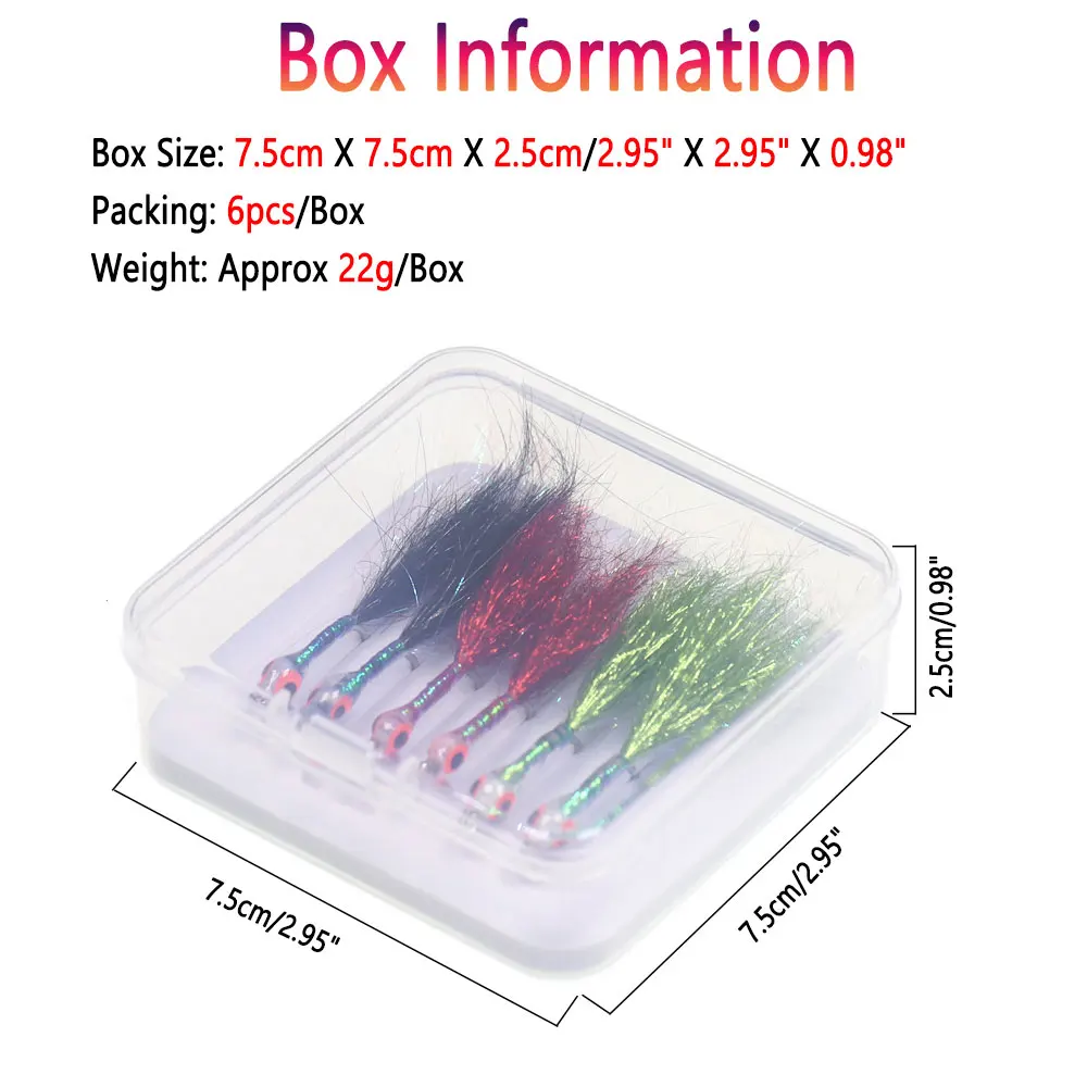 Bimoo-señuelo de pesca de agua dulce con gancho de acero inoxidable, cebo para trucha, lubina y Lucio, 6 unids/lote por caja - imagen 5