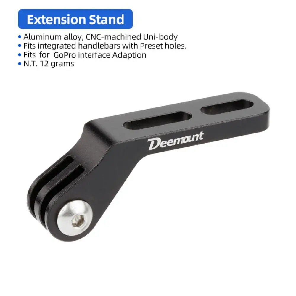 Manillar de bicicleta integrado debajo del soporte, 2 orificios preestablecidos, resistente para montaje de cámara GoPro, adaptador de extensión de aleación compacto - imagen 5