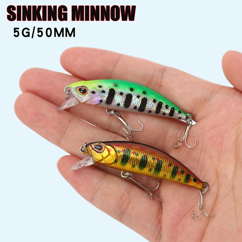 Mini Señuelos de Pesca que se hunden, cebo duro de plástico Artificial, aparejos de pesca de lubina, Jerkbait, Crankbait, 5,5 cm, 5g - imagen 5