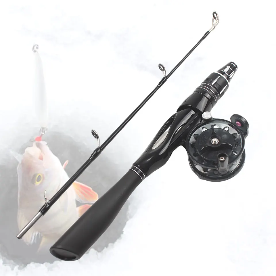 Caña de Pescar en Hielo Portátil de 50 cm con Sección Dividida, con un Mango Sensible de Fibra de Carbono + ABS, Perfecta para la Pesca en Hielo de Agua Dulce.