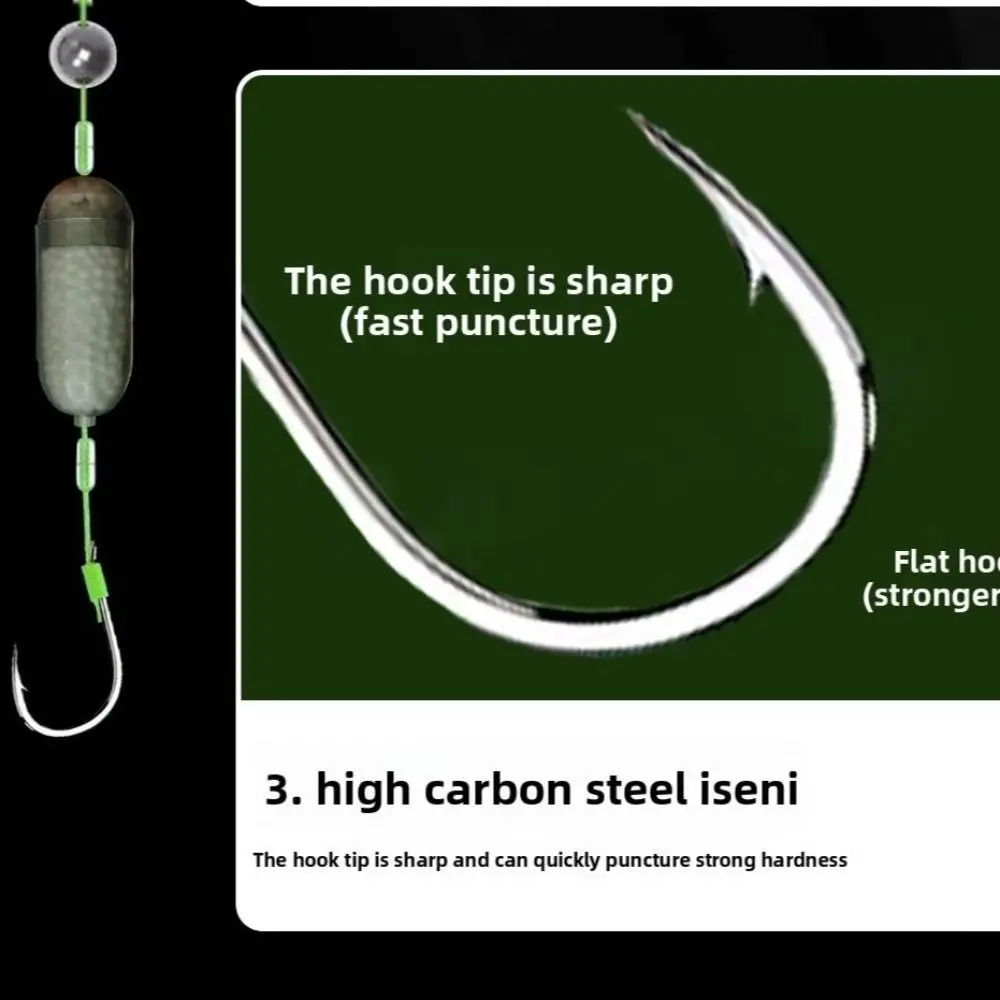 2 anzuelos de pesca para el cabello, anzuelo Iseni, suspensión, anzuelo de pesca de carpa, listo para usar, antideslizante, aparejos de pesca para carpa - imagen 3