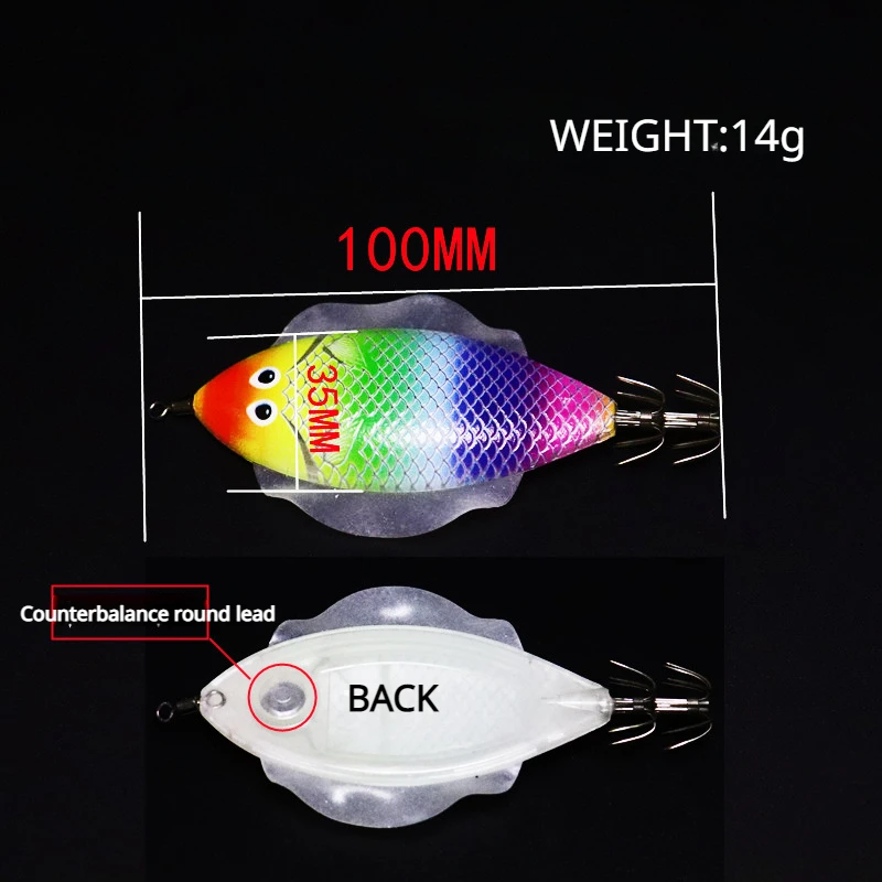 Anzuelo de madera para camarones, calamar, anzuelo plano de madera para equilibrio de camarones, cebo simulado, cebo de imitación, cebo de plumas, señuelos para peces - imagen 4