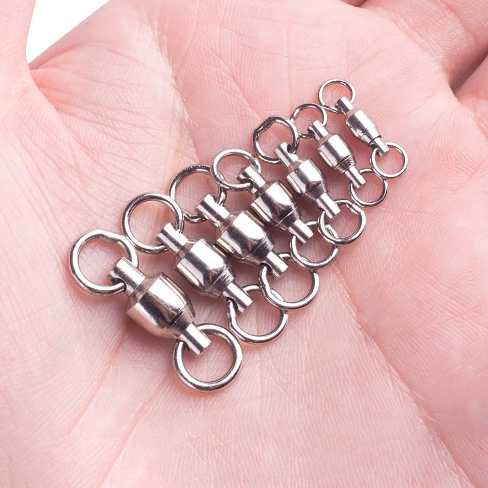 MNFT 50 Uds rodamiento de alta resistencia conector de pesca giratorio bola de acero inoxidable barril giratorio anillo sólido accesorios de aparejos - imagen 5