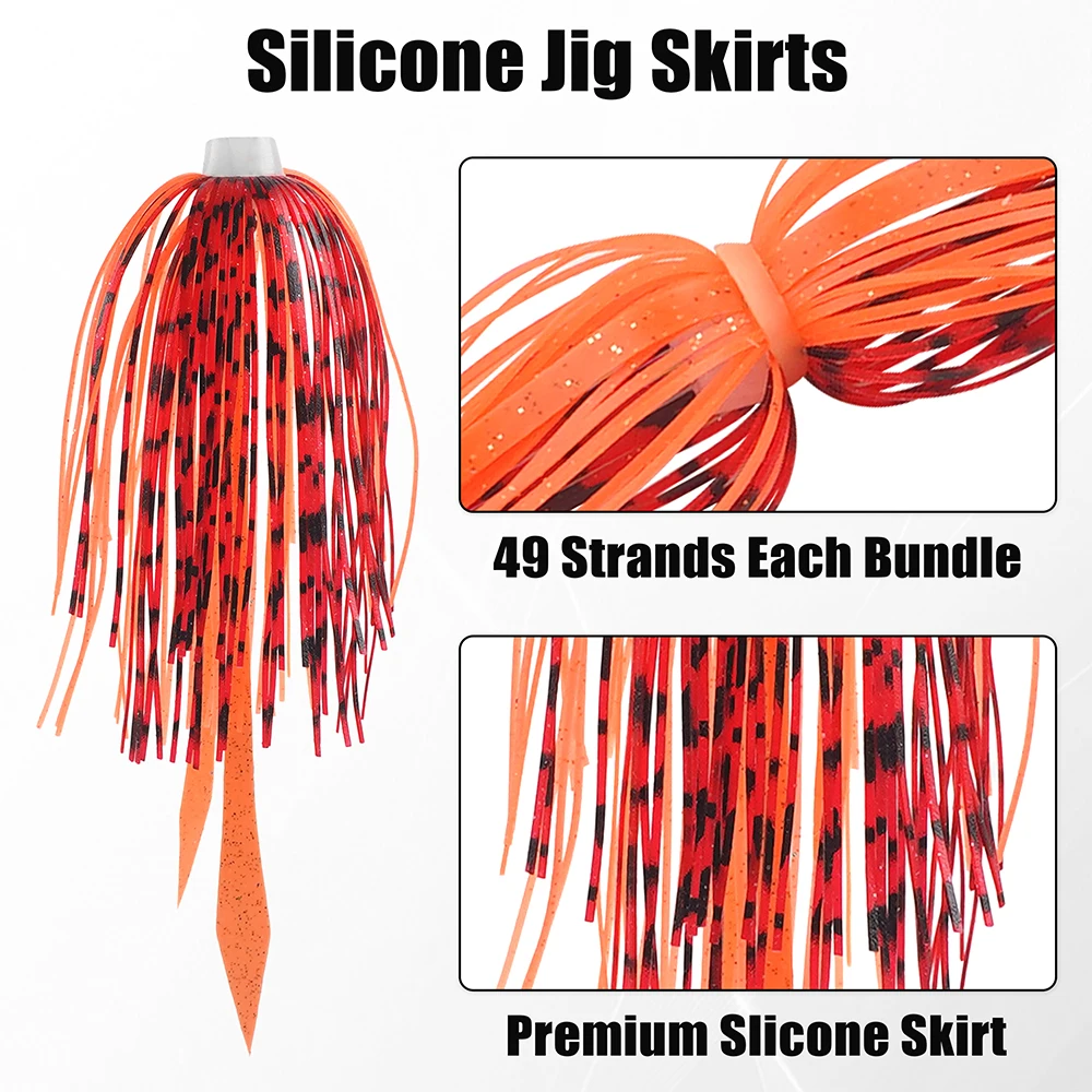 100/50/30 Uds faldas de plantilla de silicona falda de señuelo de pesca de repuesto con 49 soportes faldas de paraguas para Spinnerbaits Buzzbaits - imagen 4