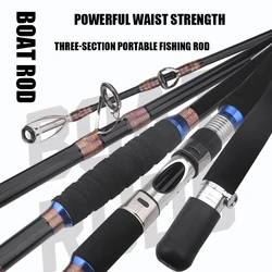 Caña jigging para surf de carbono, 3 piezas, viaje, 30-50 lb