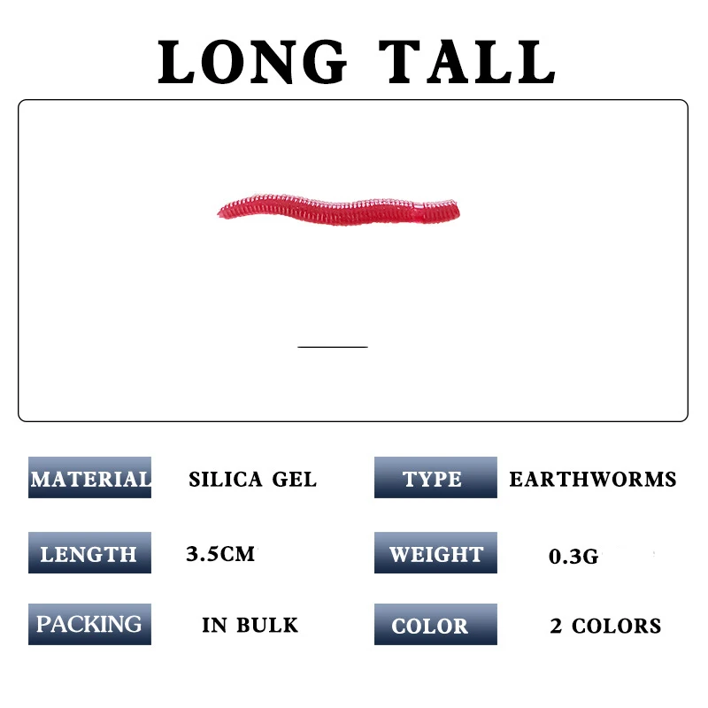 Señuelo suave de gusano rojo realista, cebo Artificial de silicona para pesca de hielo, camarón, lubina y carpa, 100 piezas, 3,5 cm - imagen 4