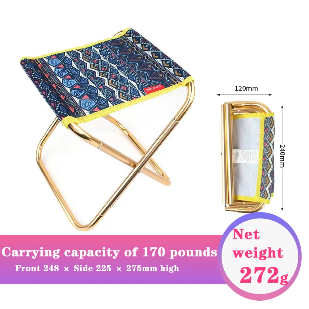 Taburete pequeño plegable, silla de pesca de aleación de aluminio, portátil, ultraligera, para pícnic, almacenamiento al aire libre - imagen 3