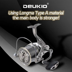 Carrete de pesca giratorio DEUKIO 8000 9000 10000 12000 14000 rodamiento de acero inoxidable 25KG arrastre carrete potente agua salada agua dulce