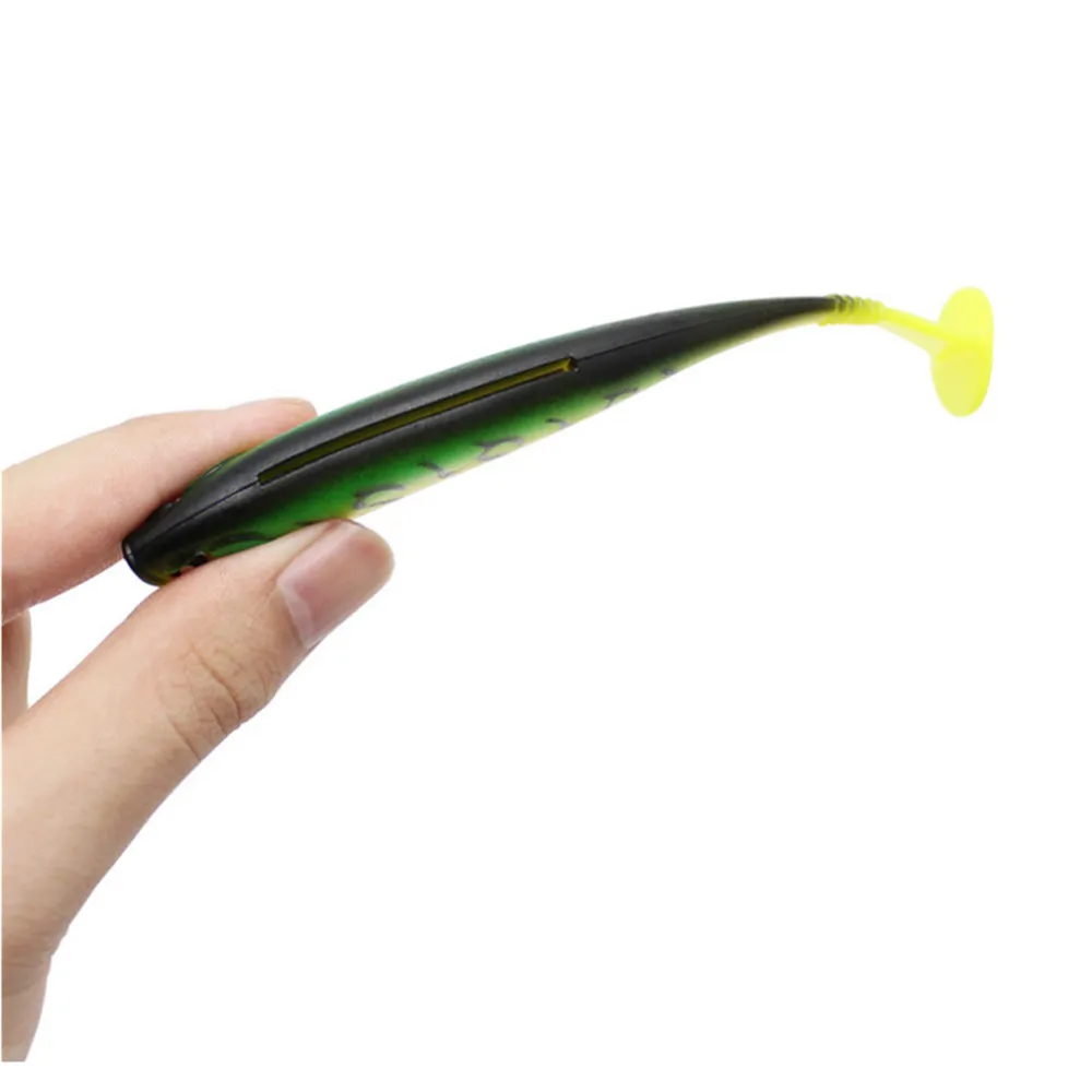 Señuelo suave de gusanos de Pesca, anzuelo de silicona Artificial con ojos 3D, cola en T, Lucio, aparejos de Pesca, 1 unidad, 13cm, 10g - imagen 4