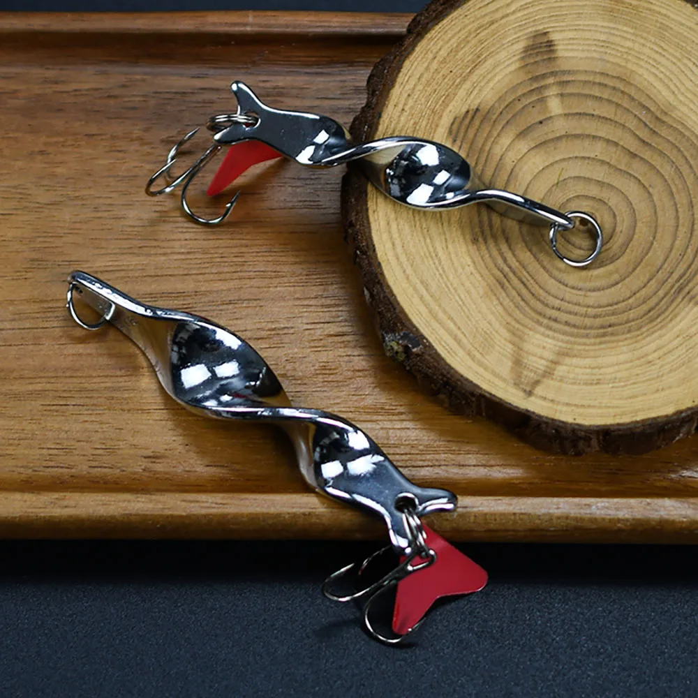 Cuchara giratoria plateada para trucha – Señuelo con anzuelo triple - imagen 5