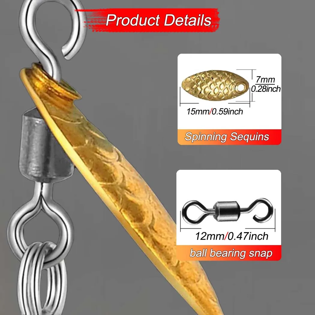 Spinner ninfa Scud con lentejuelas realista para pesca de trucha - imagen 5