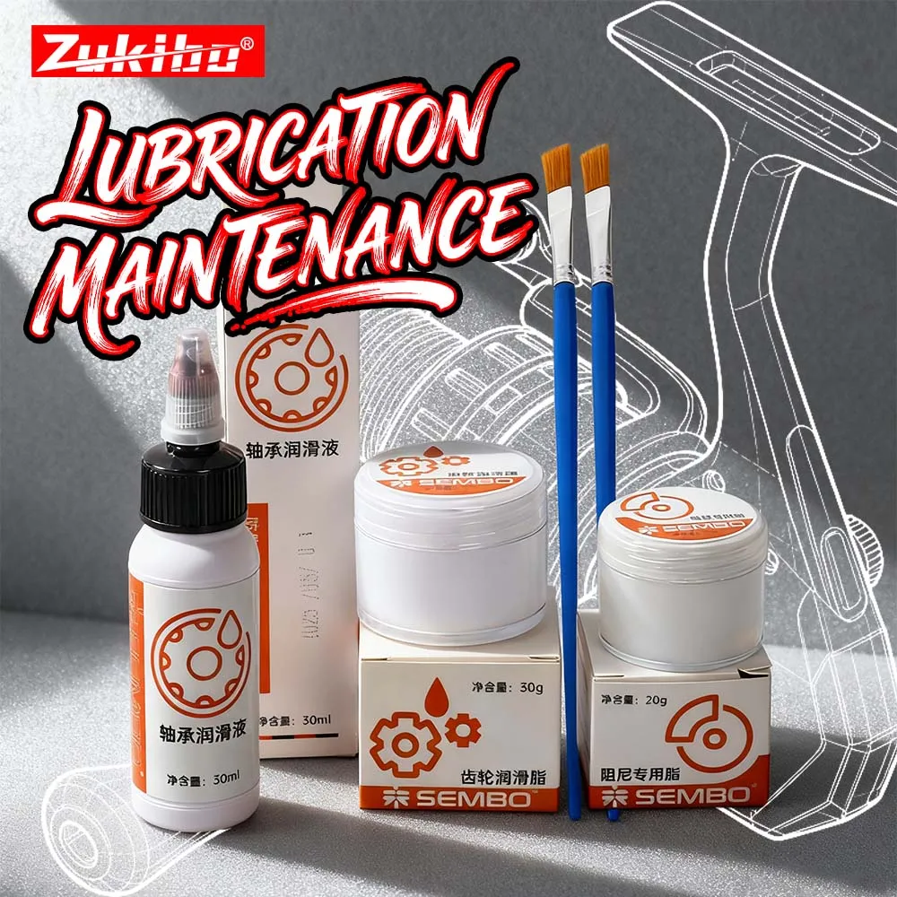 ZUKIBO-entrenamiento de carrete de pesca, aceite y grasa, rodamiento, lubricante, equipo protector, grasa, carrete giratorio, juego de herramientas de mantenimiento