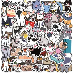 50 Uds. De pegatinas de grafiti de animales de gatos Kawaii para teléfono, guitarra, portátil, maleta, taza, pegatina de dibujos animados impermeable, juguetes para niños