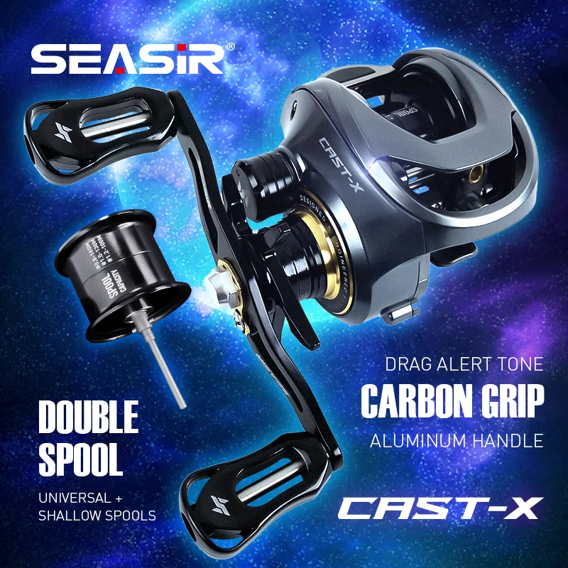 SEASIR Cast-X Carrete Baitcasting 7.3:1 con freno magnético