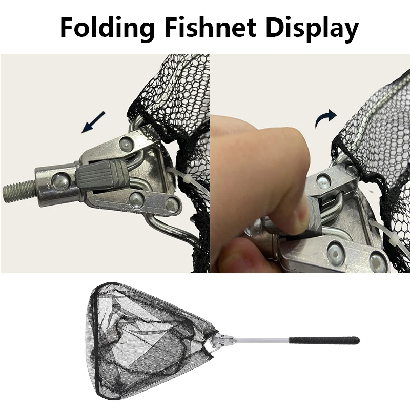 Mini red de aterrizaje de pesca telescópica de aluminio duradero, diseño ligero y plegable, longitud cerrada de 28cm para camarones/cangles/pelster - imagen 4