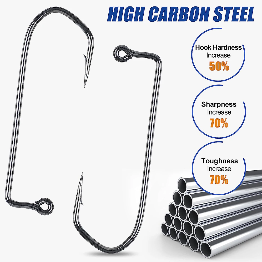 500 Piezas de Anzuelos de Pesca Aberdeen, Anzuelos de Pesca de Vástago Largo de 90 Grados, Anzuelos de Acero con Alto Contenido de Carbono, Anzuelos Circulares para Pesca de Gusano, 1/0-6/0 - imagen 4
