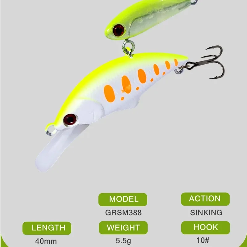 GREENSPIDER-señuelo de pesca Wobbling, 40mm, 5,5g, Minnow que se hunde, Isca, cebos artificiales para perca, lubina, Lucio, trucha, diseño japonés - imagen 3