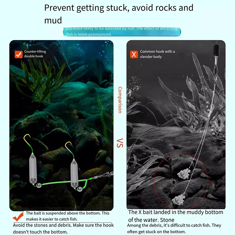 1 unidad de 2 anzuelos, aparejos de pesca para el cabello, anzuelo Iseni, anzuelo de pesca de carpa, listo para usar, tamaño 3 # -11 #   Señuelo de pesca de aparejos de carpa - imagen 3