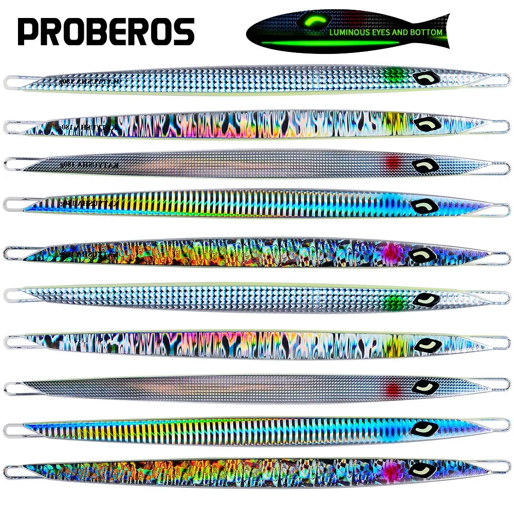 Señuelos de pesca con plantilla de Metal largo, pez de plomo sumergido, cuchara de Jigging de fundición rápida, 100G, 180G, 300G, cebo de Metal Artificial, aparejos de mar - imagen 2