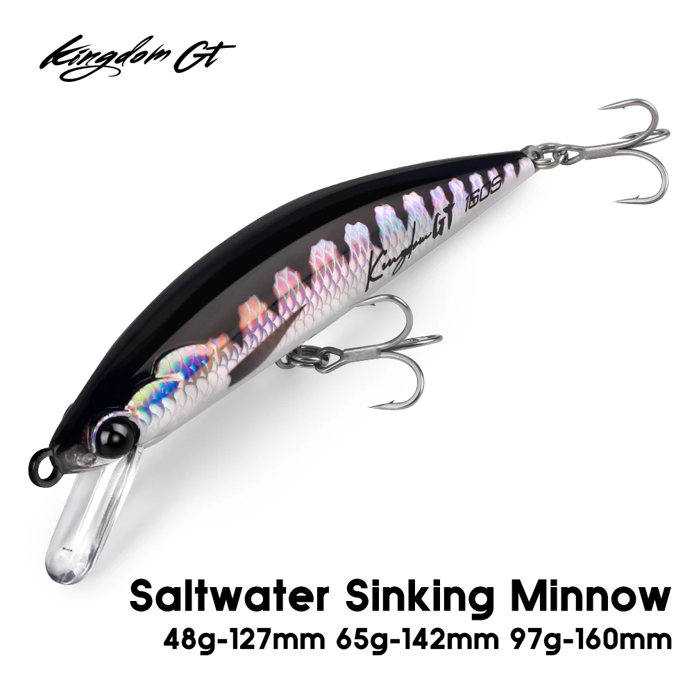 Kingdom-señuelo de pesca de pececillo hundido, 48g, 65g, 97g, cebo Artificial de fundición larga, Wobblers duros para pesca en agua salada de atún y lubina - imagen 2