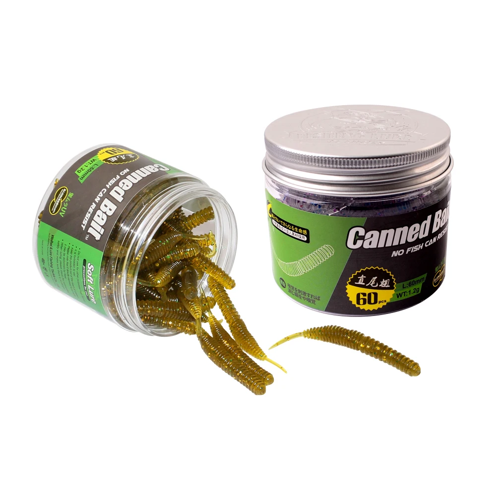 Señuelos de Pesca artificiales de silicona Wobbler, aguja de cebo suave falsa, gusano de cola recta para curricán, Lucio, carpa, señuelo de mar, 1,2g, 60 unidades - imagen 5