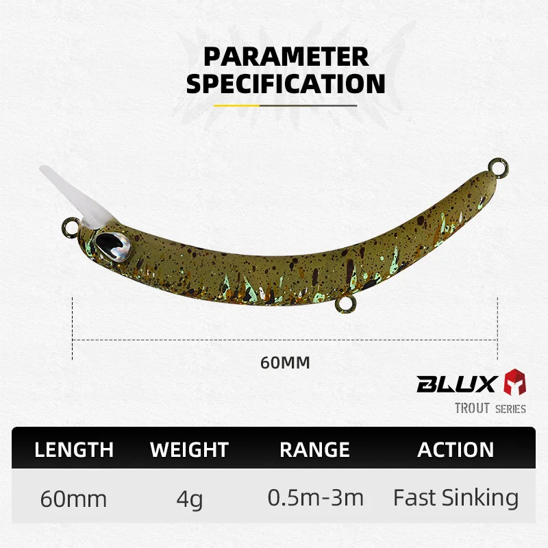 BLUX BANANA 60XS Crankbait 4g 60mm BFS Área trucha Wobbler señuelo de pesca agua dulce Minnow manivela Artificial cebo duro aparejos - imagen 3