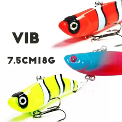 Señuelos VIB de hundimiento para pesca, accesorios de 7,5 cm y 18g, cebos de lubina con vibración, aparejos falsos duros, perca, Lucio, 1 piezas