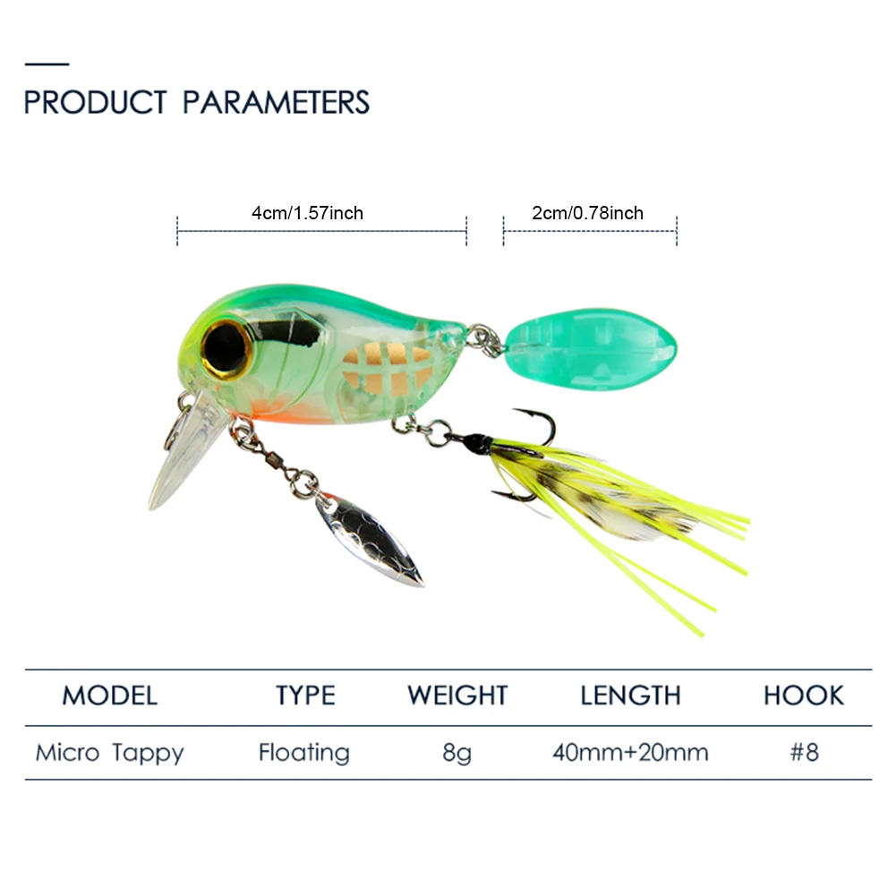 Crankbait Señuelos de Pesca de trucha Wobbler Spinner Crank, cebo Artificial, superficie de lubina, superficie de superficie, 40mm, 8g - imagen 5
