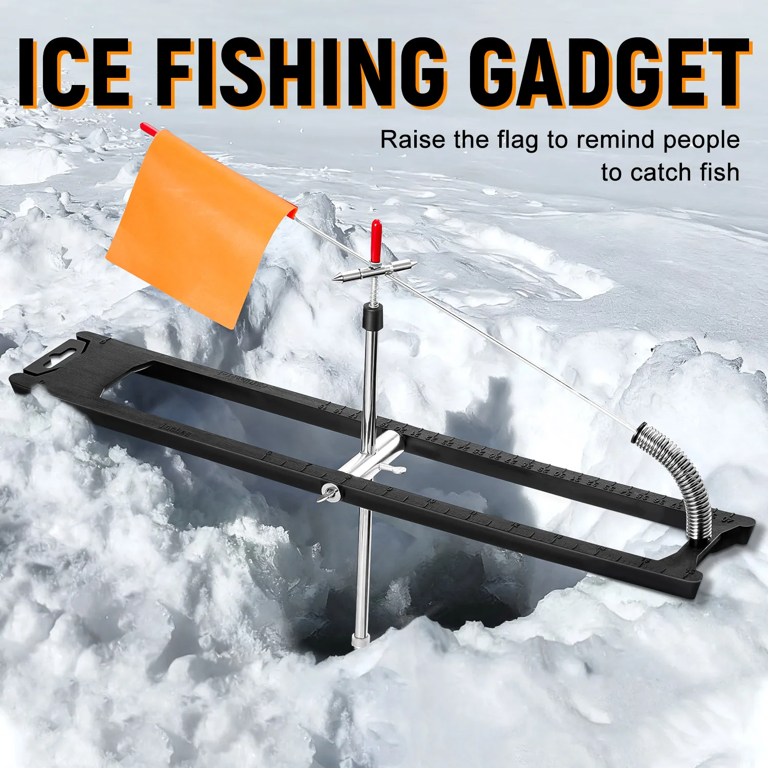 Sougayilang Tip-Up Pesca en Hielo – Gatillo Doble y Bandera Naranja - imagen 5