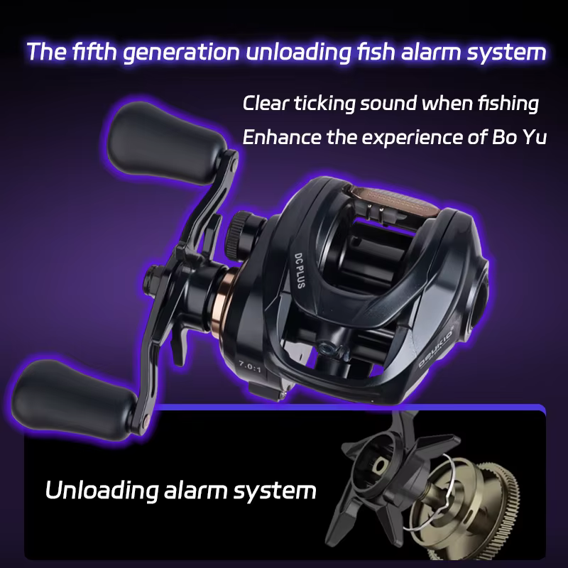 Carrete de pesca DEUKIO ultraligero Baitcasting 7,0:1 relación de engranaje agua salada agua dulce 5 + 1BB 8KG Baitcaster de potencia de arrastre con sonido Sou - imagen 3