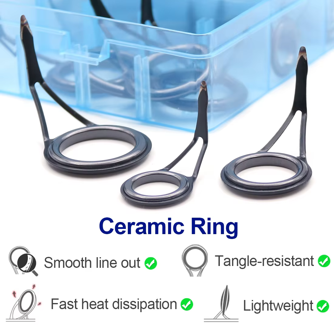 FishTrip Kit de reparación de guías de caña de pescar de un solo pie, 8 ~ 105 Uds., anillo de cerámica con marco de acero inoxidable de alta calidad para construcción de cañas - imagen 4