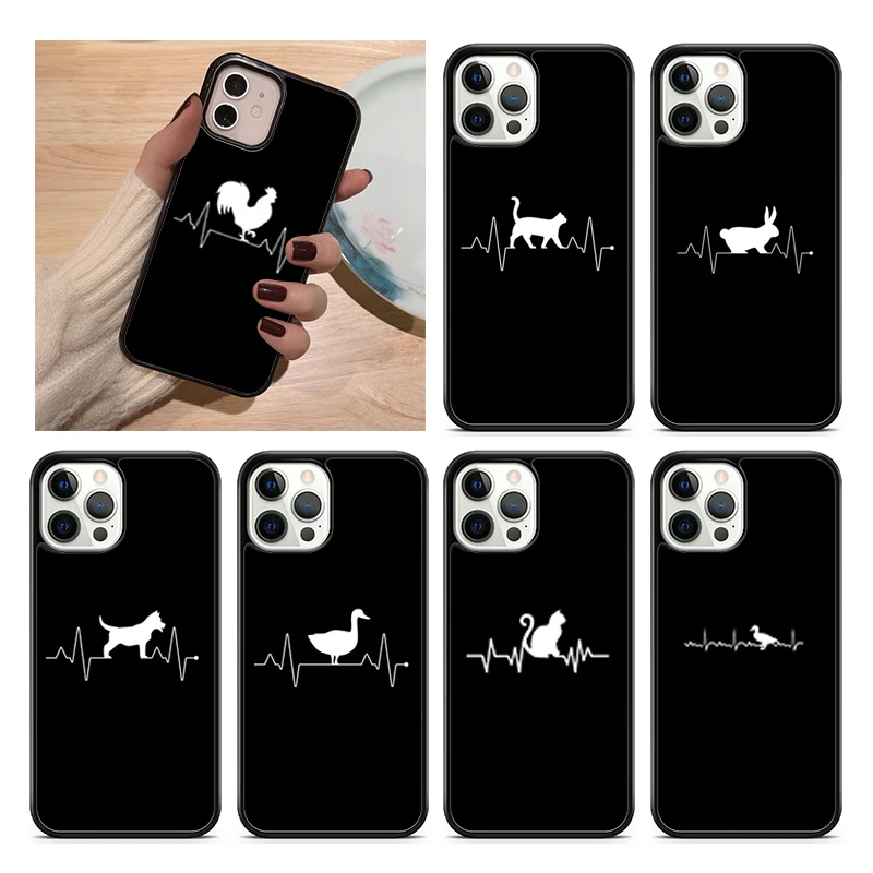 Funda iPhone con estampado corazón animal – Pato, gato y perro - imagen 4