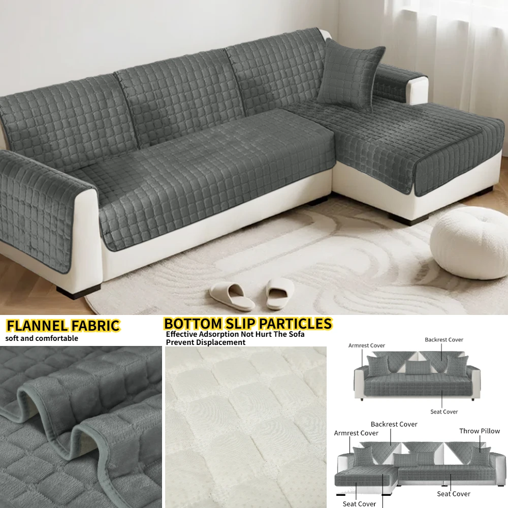 Funda de sofá de terciopelo, fundas universales de felpa para toallas de sofá, fundas antideslizantes, alfombrilla para sofá, Protector de muebles para sala de estar - imagen 3