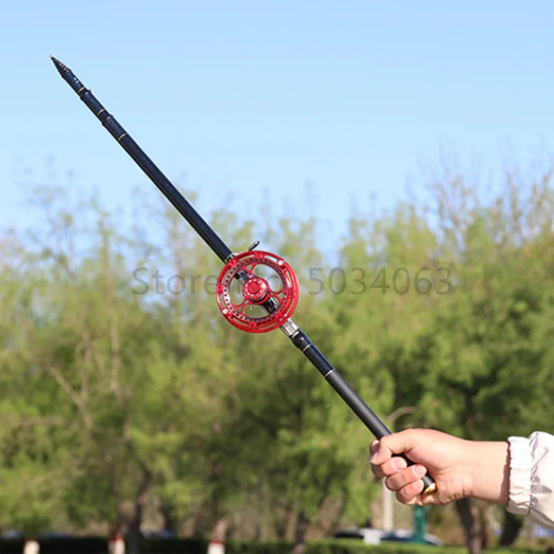 Caña de pescar telescópica de posicionamiento ajustable, giratoria de carbono portátil, ultraligera, dura, 4,5 m, 5,4 m, 6,3 m, 7,2 - imagen 2