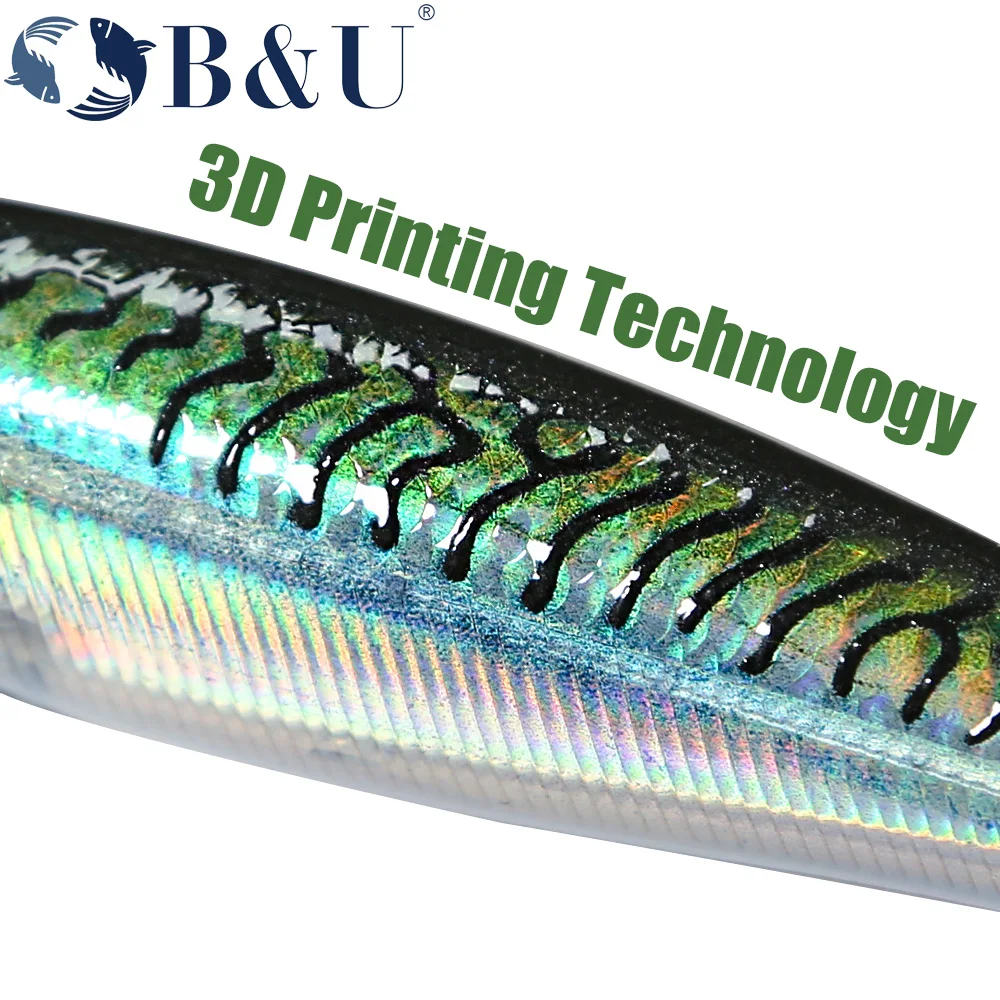 B & U pececillo flotante Señuelos de pesca de agua salada Trolling Crankbait cebos duros Wobblers señuelo de trucha Artificial para lubina - imagen 5