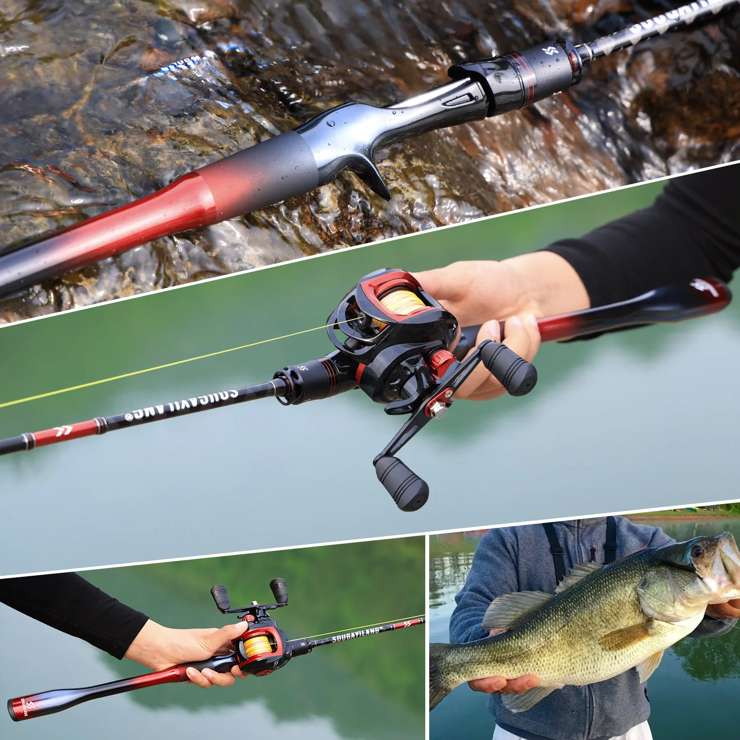Sougayilang-caña de pescar con señuelo, 1,8 m, fundición de carbono, arrastre máximo de 5kg, herramienta de pesca de 2 secciones, lubina, trucha, basura, pescado de agua dulce - imagen 5
