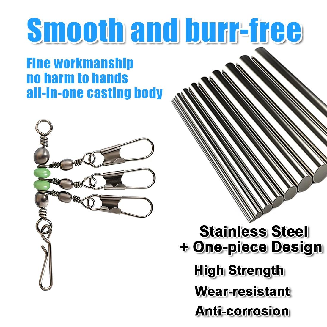 FishTrip 10 Uds. Giratorios de 3 vías con rodamiento giratorio con cuentas brillantes, con enclavamiento para pesca en Surf, conector de pesca - imagen 5