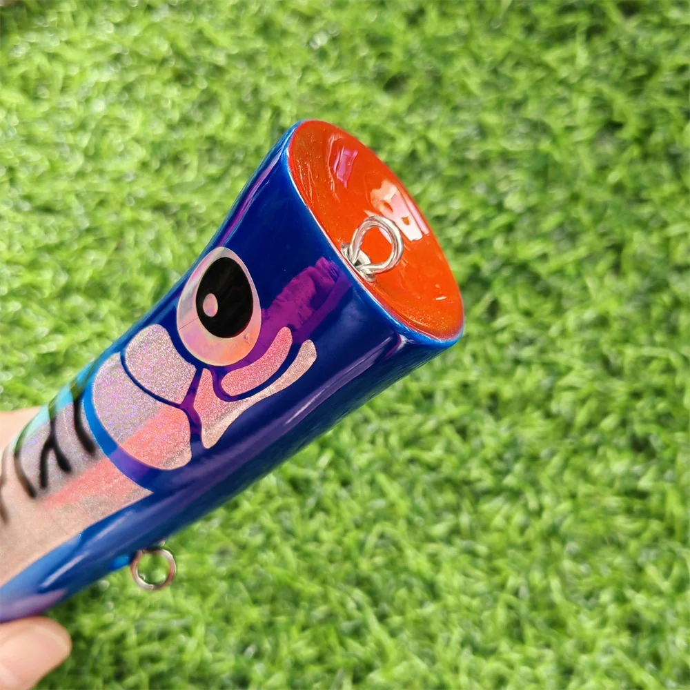 MUKUN 20cm 100g señuelo de pesca de curricán cebo de pesca de agua salada juego grande hecho a mano de madera Topwater GT cebo Woodend Popper señuelo - imagen 5