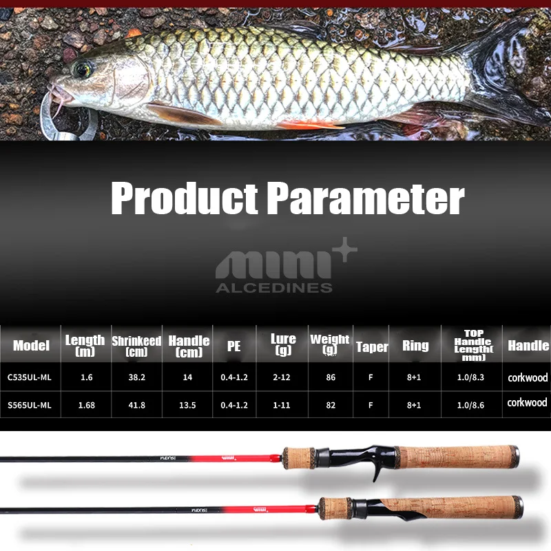 MADLURE 2025 nuevo MINI + caña giratoria/caída portátil de viaje 5 Piseces Fuji Ring SIC TORAY caña de pescar para agua dulce - imagen 2