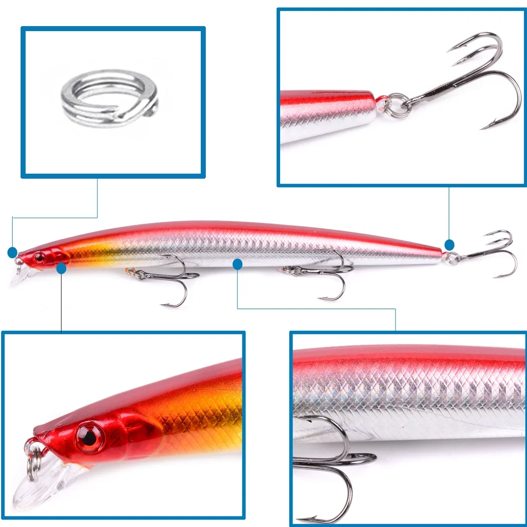 10 Uds. Juego de Señuelos de Pesca de pececillo láser grande 180mm / 26g cebo duro Crankbait Isca artificiales Pesca mar wobbler cebos de natación - imagen 5