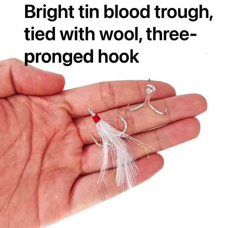 Anzuelos triples de pesca, ganchos de púas redondos rojos con gancho de Río Yangtze, color negro, 2/4/6/8/10 #, 5 unidades
