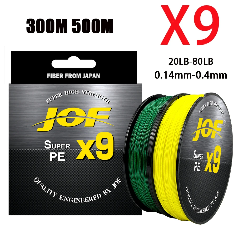 Línea de pesca trenzada X9, 9 hebras, multifilamento multicolor de 300/500M, alambre de PE japonés para agua salada, aparejos suaves y duraderos, 9,0Kg-36,3Kg