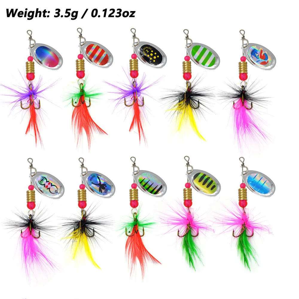 16 Uds. Cebo giratorio de Metal, señuelo de pesca Artificial SpinnerBait para Lucio, lubina, pesca de trucha con bolsa de pesca - imagen 4