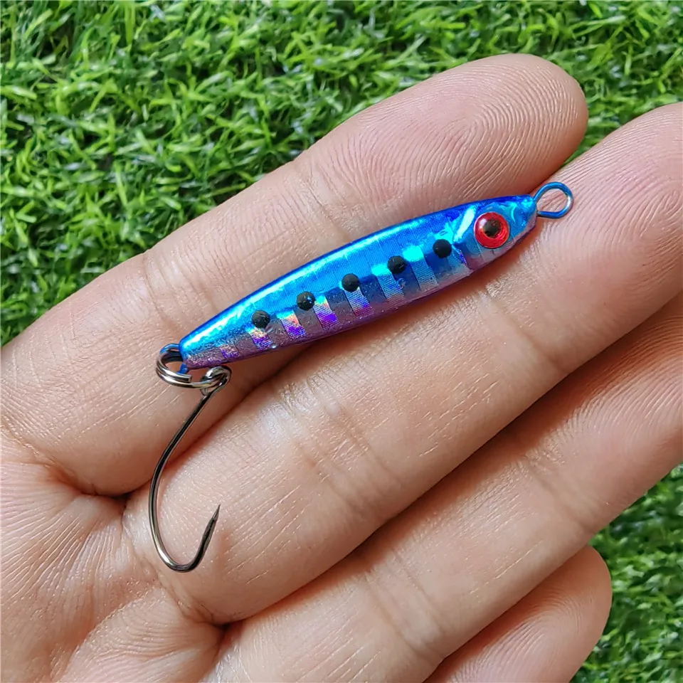Swolfy-Mini Plantilla de Metal para pesca, aparejos de pesca de 5g/35mm con un solo gancho, cebo Artificial Isca, 1 piezas - imagen 4