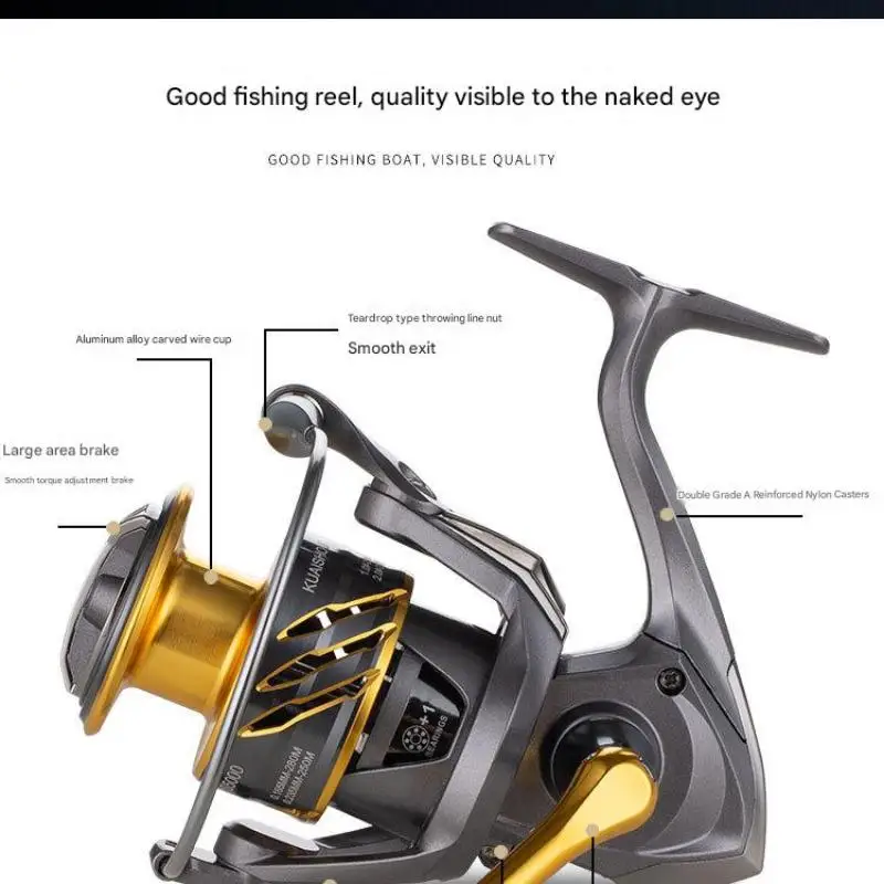 Carrete giratorio Mavllos KS para lubina de agua salada, relación 5,2: 1, fuerza de frenado, 5kg, 6 rodamientos de acero inoxidable, carrete de pesca de carpa 2000-7000 - imagen 5