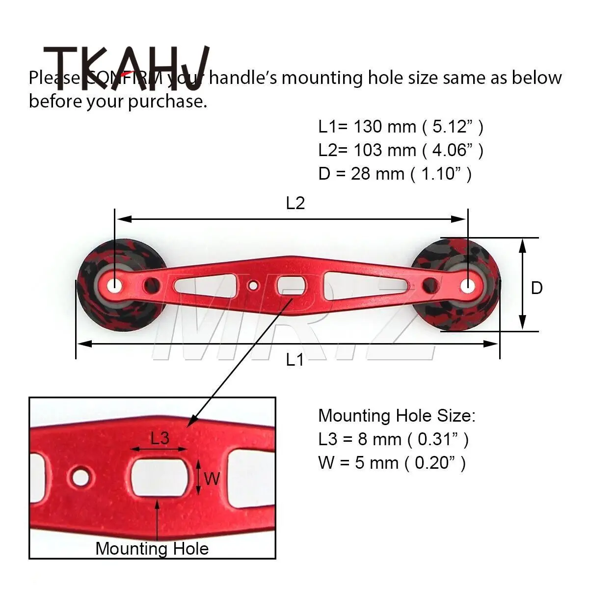 TKAHV-mango de carrete de pesca Baitcasting CAMO rojo de 4 ", para Abu Daiwa Shimano Baitcast, carrete de tambor de perfil bajo, fundición larga - imagen 3