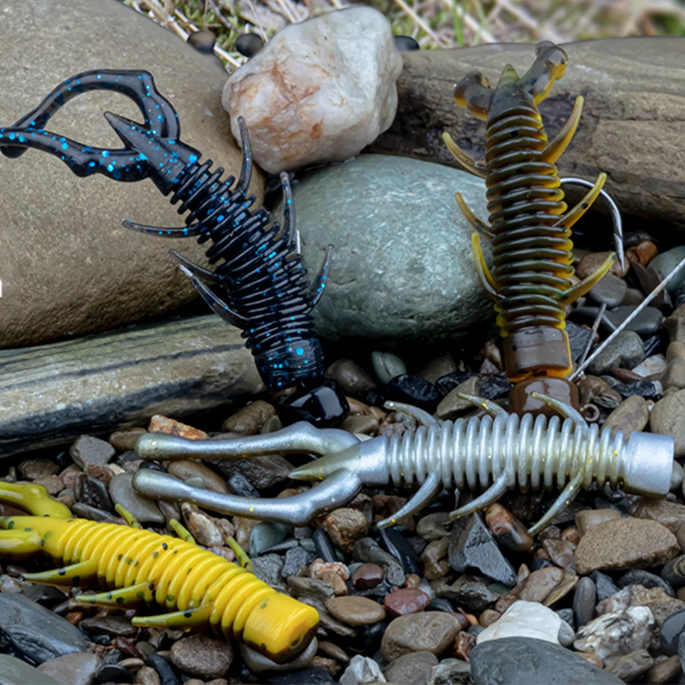 THKFISH 20 piezas Señuelos de camarones Ned 75mm Wobblers cebos de pesca blandos TPR flotante Swimbait para Ned Rig Drop Shot Rigs cebo Artificial