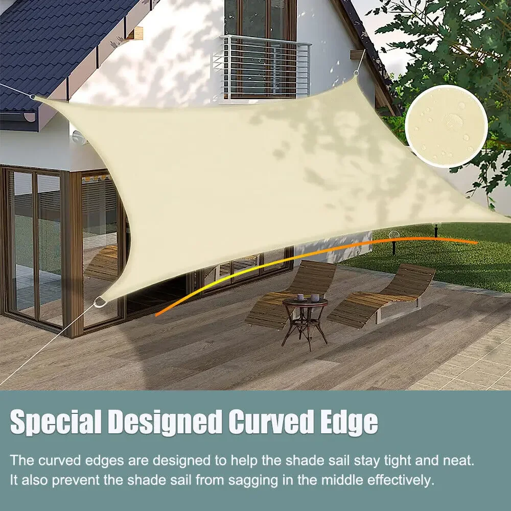 Refugio solar impermeable, bloque UV rectangular, vela parasol, toldo grande para acampar, senderismo, cubierta de sombra para jardín, tiendas de playa - imagen 5