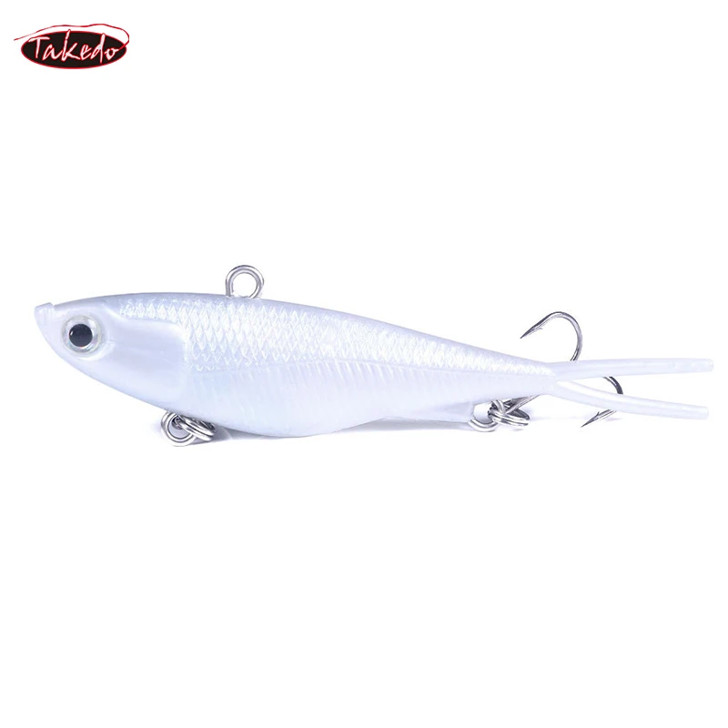 TAKEDO HJ11 cebo de PVC suave VIB cabeza de plantilla de Metal señuelos para peces aparejos de pesca de lubina con anzuelo triple hundimiento señuelo de plantilla suave - imagen 3